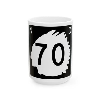 North Dakota 70 (North Dakota) (Road Sign) White Coffee Mug 15oz - Go Mug Yourself