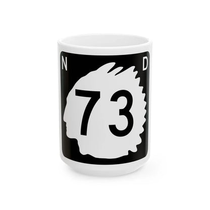 North Dakota 73 (North Dakota) (Road Sign) White Coffee Mug 15oz - Go Mug Yourself