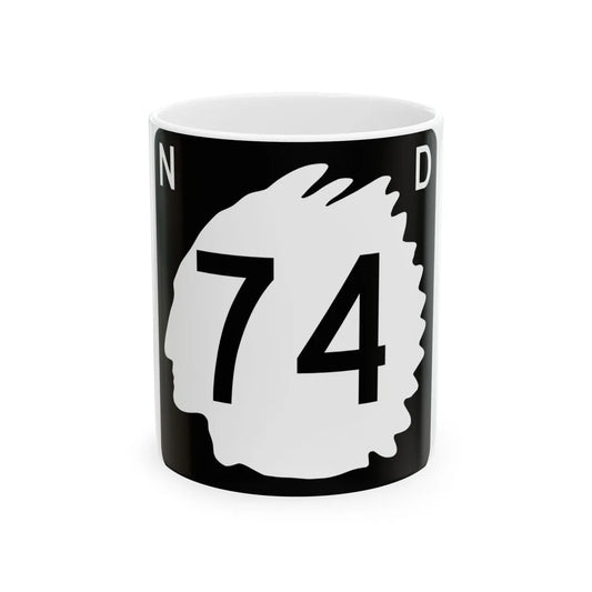 North Dakota 74 (North Dakota) (Road Sign) White Coffee Mug 11oz - Go Mug Yourself