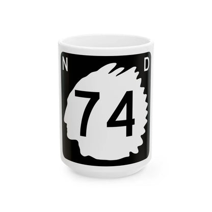North Dakota 74 (North Dakota) (Road Sign) White Coffee Mug 15oz - Go Mug Yourself