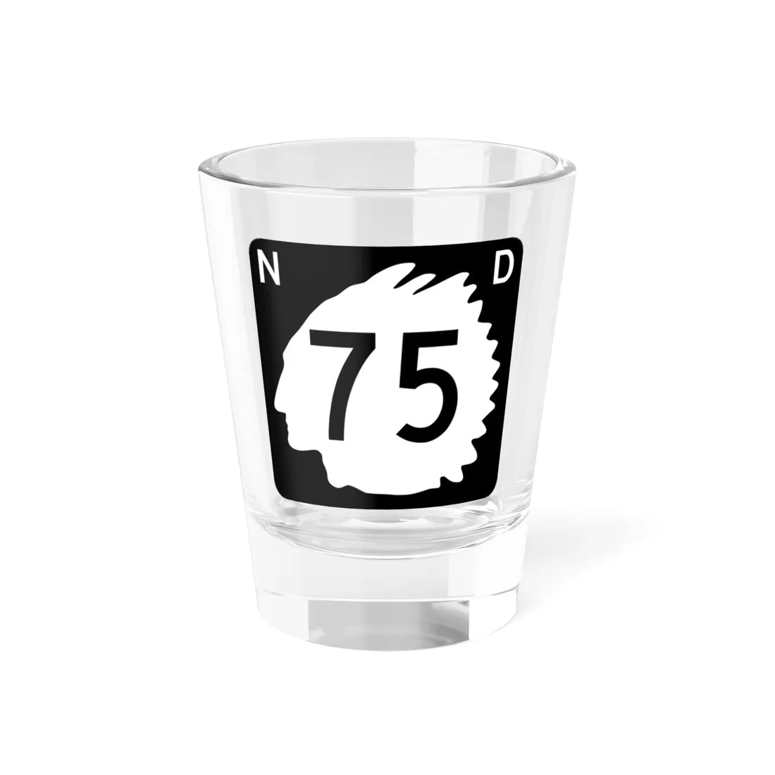 North Dakota 75 (North Dakota) (Road Sign) Shot Glass 1.5oz 1.5oz - Go Mug Yourself
