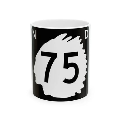North Dakota 75 (North Dakota) (Road Sign) White Coffee Mug 11oz - Go Mug Yourself