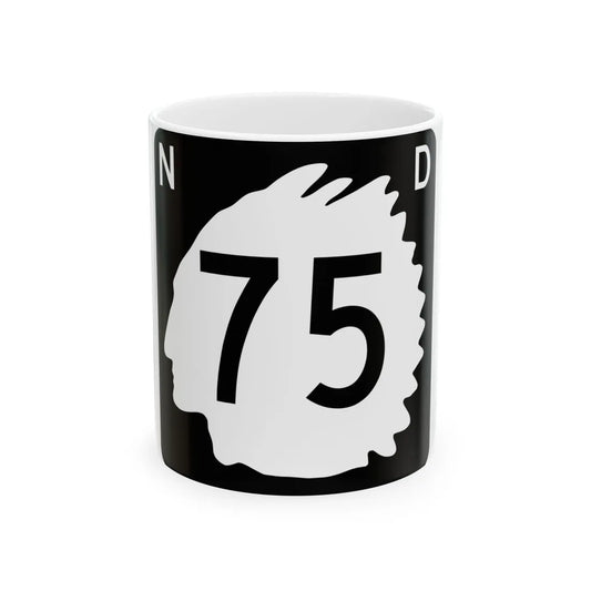 North Dakota 75 (North Dakota) (Road Sign) White Coffee Mug 11oz - Go Mug Yourself