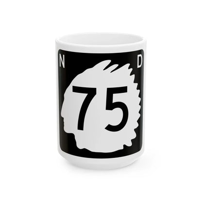 North Dakota 75 (North Dakota) (Road Sign) White Coffee Mug 15oz - Go Mug Yourself