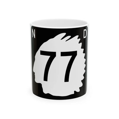 North Dakota 77 (North Dakota) (Road Sign) White Coffee Mug 11oz - Go Mug Yourself