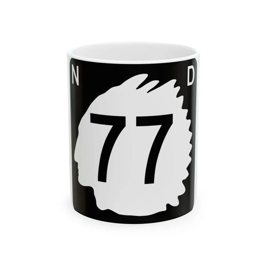 North Dakota 77 (North Dakota) (Road Sign) White Coffee Mug 11oz - Go Mug Yourself