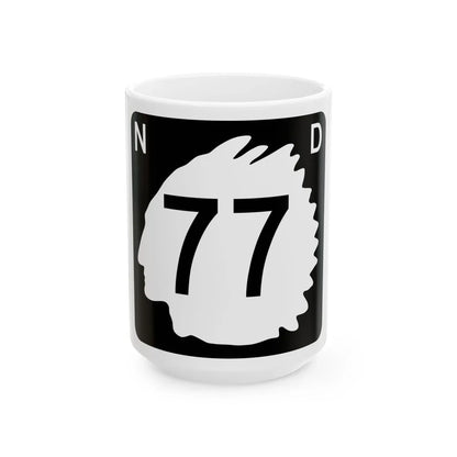 North Dakota 77 (North Dakota) (Road Sign) White Coffee Mug 15oz - Go Mug Yourself