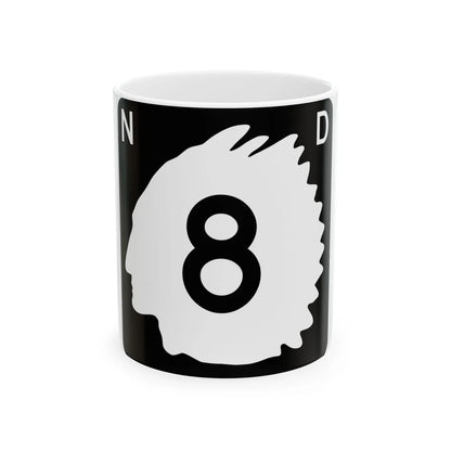 North Dakota 8 (North Dakota) (Road Sign) White Coffee Mug 11oz - Go Mug Yourself