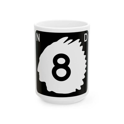 North Dakota 8 (North Dakota) (Road Sign) White Coffee Mug 15oz - Go Mug Yourself