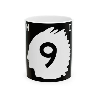 North Dakota 9 (North Dakota) (Road Sign) White Coffee Mug 11oz - Go Mug Yourself