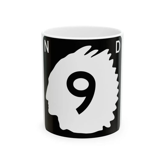 North Dakota 9 (North Dakota) (Road Sign) White Coffee Mug 11oz - Go Mug Yourself