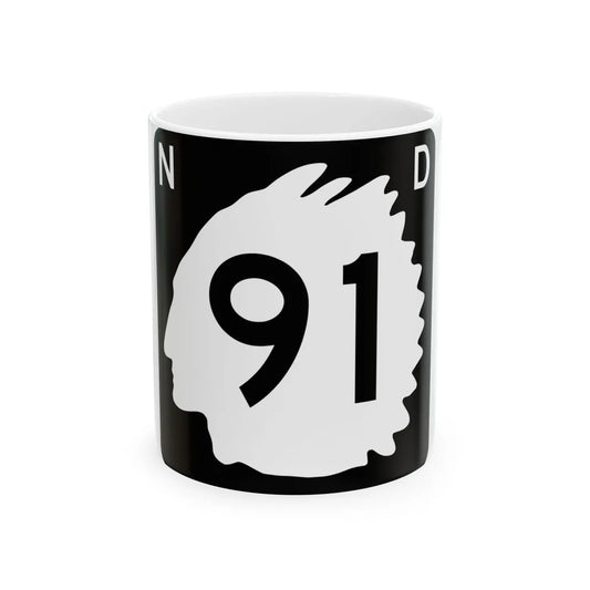 North Dakota 91 (North Dakota) (Road Sign) White Coffee Mug 11oz - Go Mug Yourself