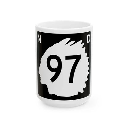 North Dakota 97 (North Dakota) (Road Sign) White Coffee Mug 15oz - Go Mug Yourself