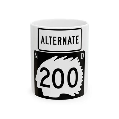 North Dakota Alt 200 (North Dakota) (Road Sign) White Coffee Mug 11oz - Go Mug Yourself