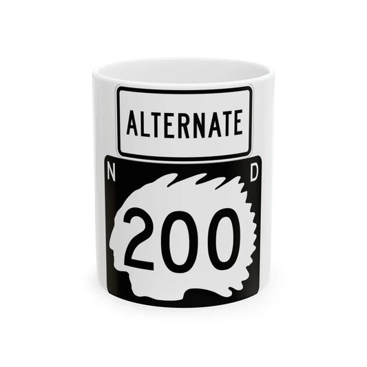 North Dakota Alt 200 (North Dakota) (Road Sign) White Coffee Mug 11oz - Go Mug Yourself