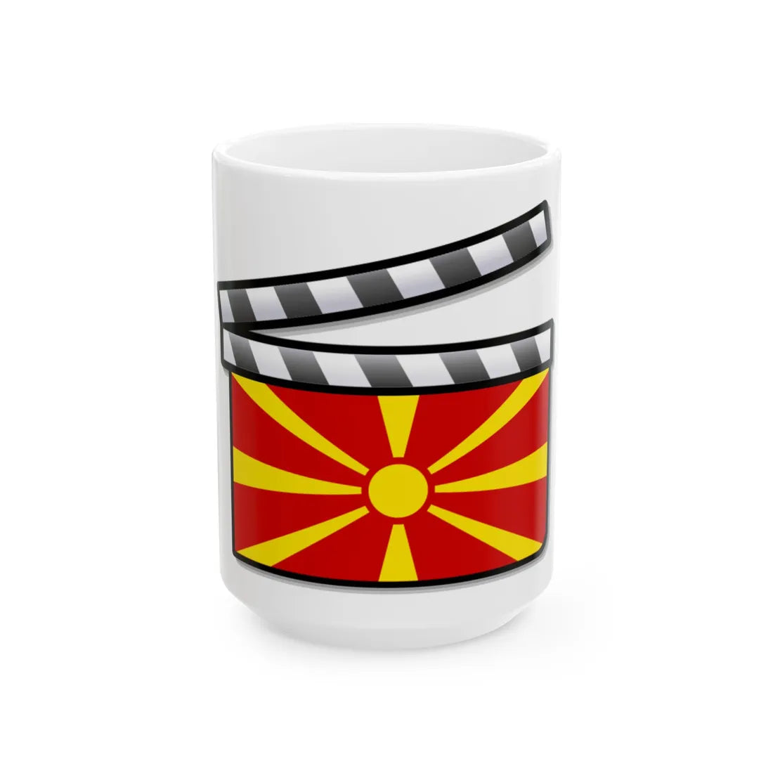 North Macedonia film clapperboard (North Macedonia) White Coffee Mug 15oz - Go Mug Yourself