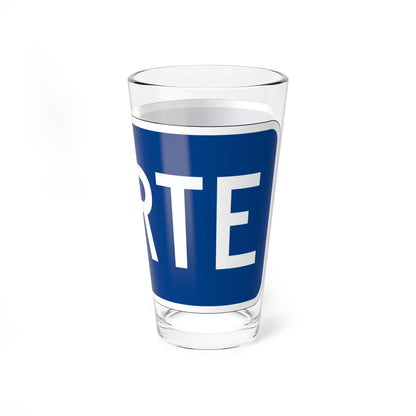 North plate small blue es (Puerto Rico) (Road Sign) Pint Glass 16oz - Go Mug Yourself