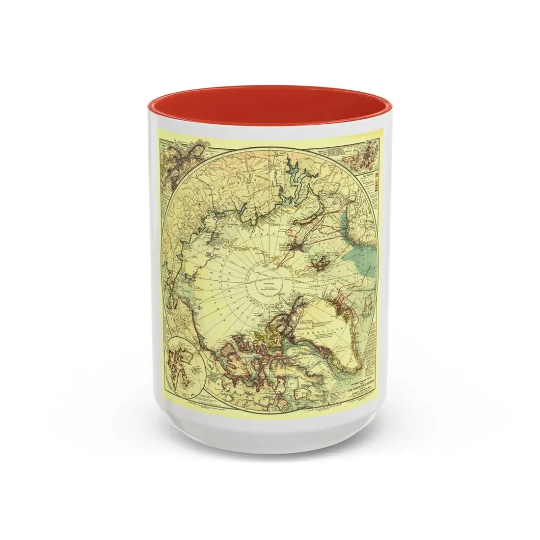 North Pole (1907) (Map) Accent Coffee Mug 15oz Red - Go Mug Yourself