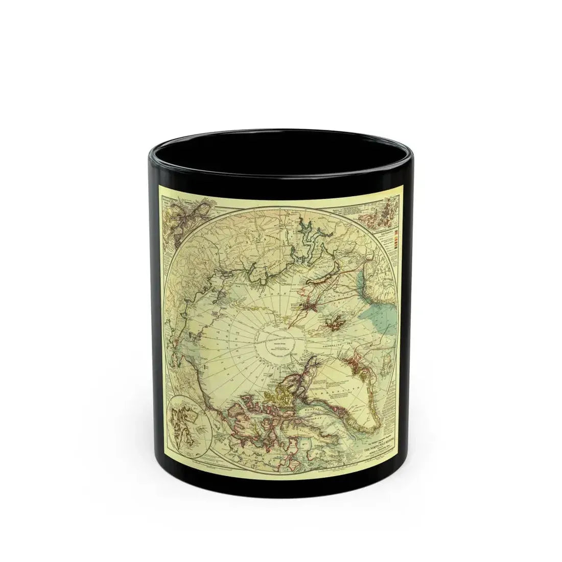 North Pole (1907) (Map) Black Coffee Mug 11oz - Go Mug Yourself
