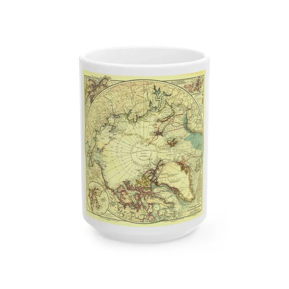 North Pole (1907) (Map) White Coffee Mug 15oz - Go Mug Yourself