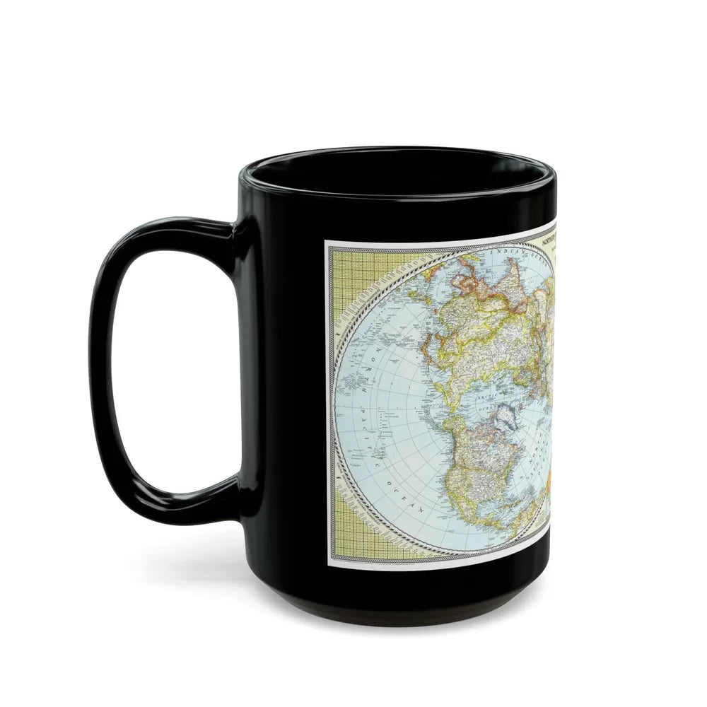 Northern and Southern Hemispheres (1943) (Map) Black Coffee Mug-Go Mug Yourself