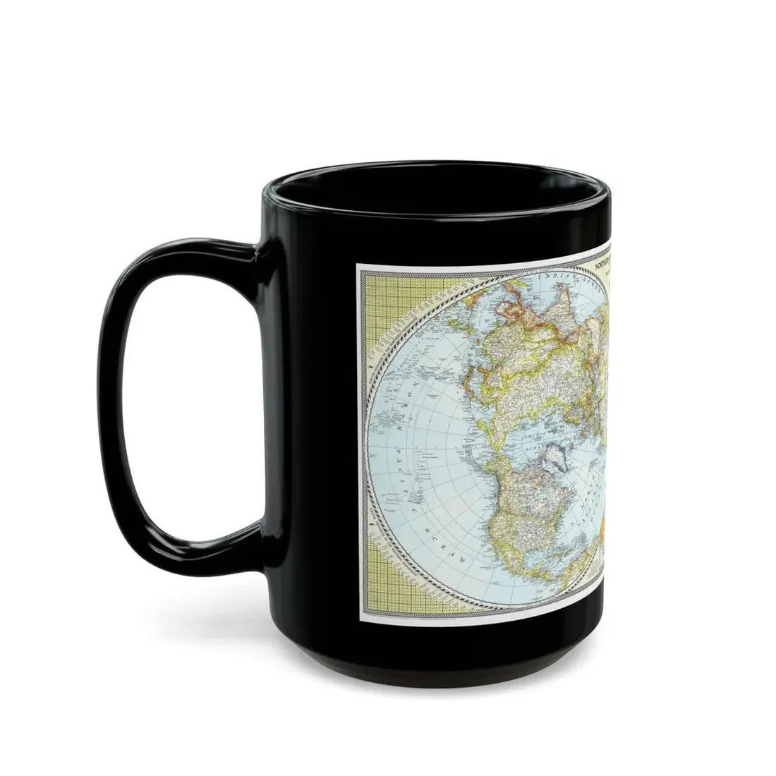 Northern and Southern Hemispheres (1943) (Map) Black Coffee Mug - Go Mug Yourself
