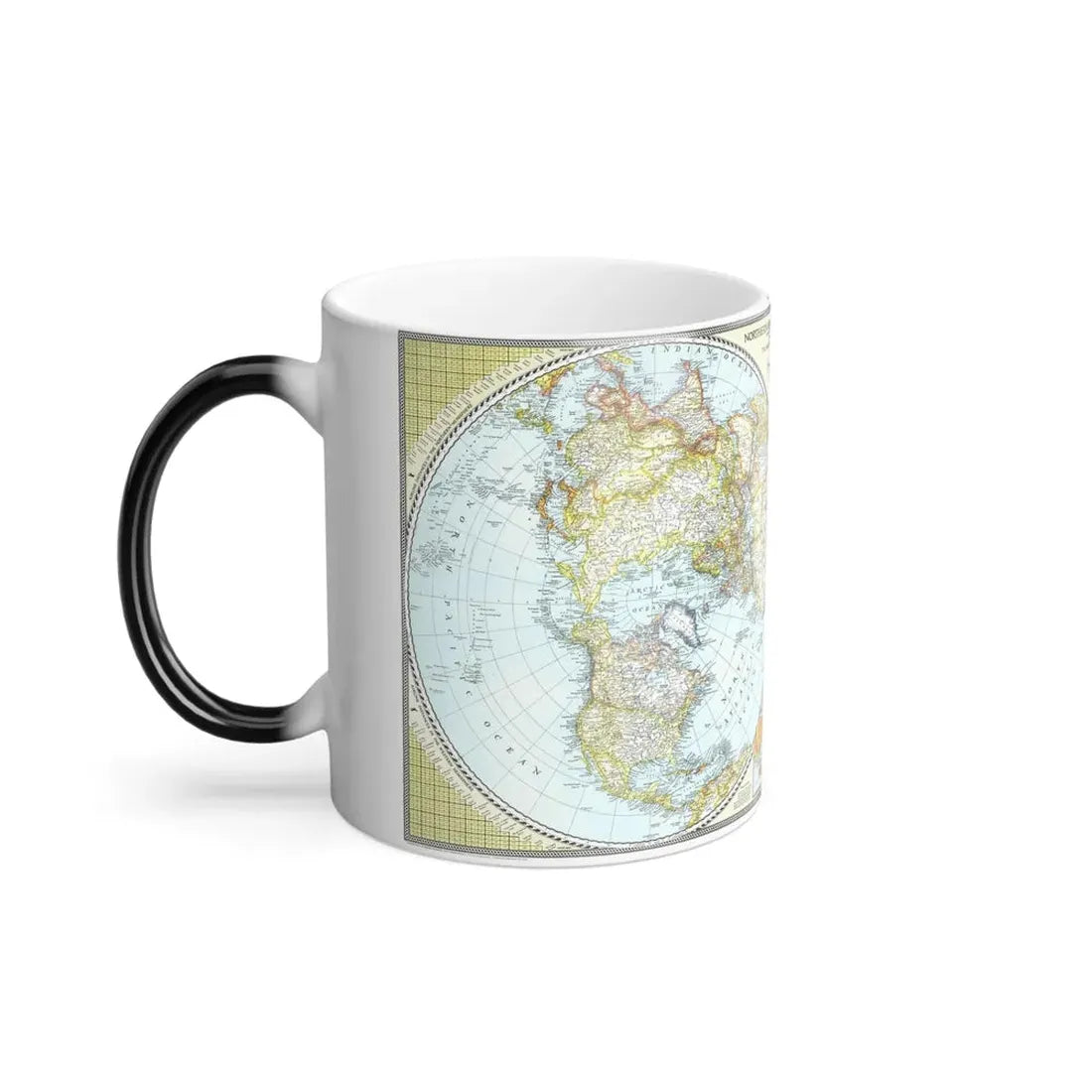 Northern and Southern Hemispheres (1943) (Map) Color Changing Mug 11oz - Go Mug Yourself