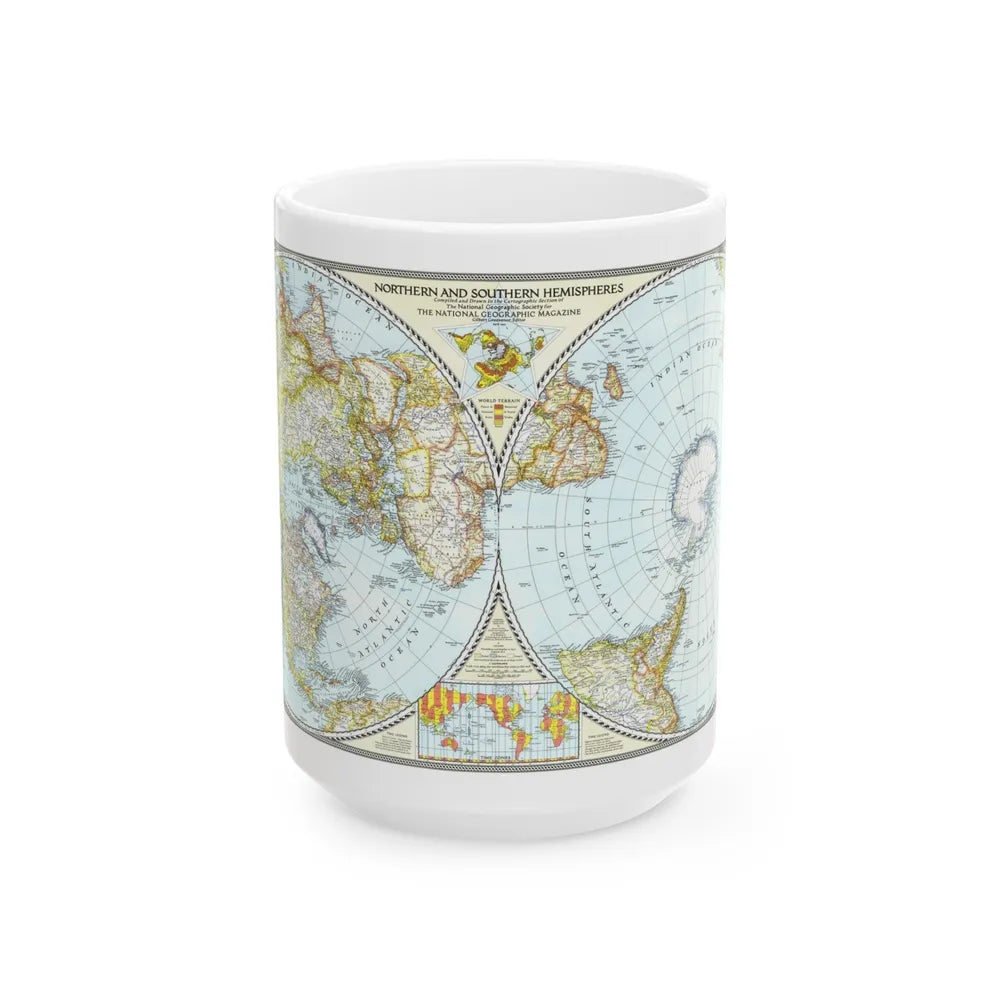 Northern and Southern Hemispheres (1943) (Map) White Coffee Mug-15oz-Go Mug Yourself