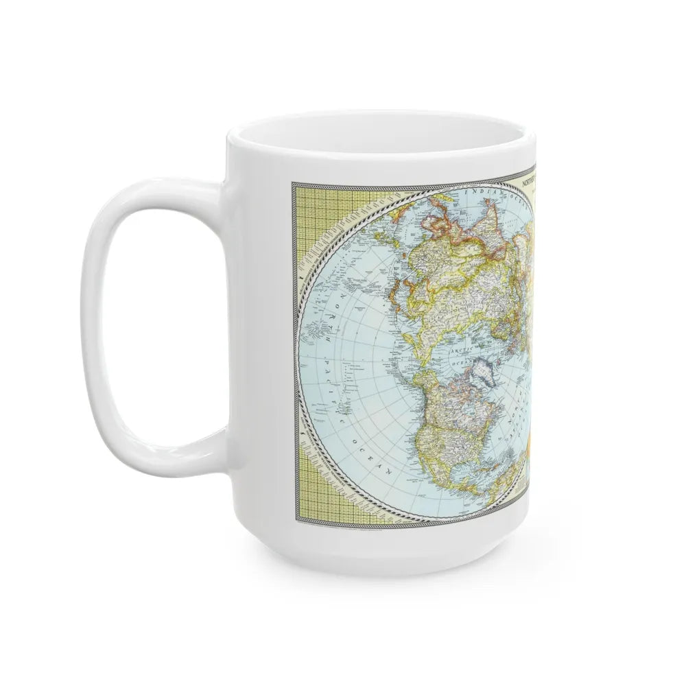 Northern and Southern Hemispheres (1943) (Map) White Coffee Mug-Go Mug Yourself