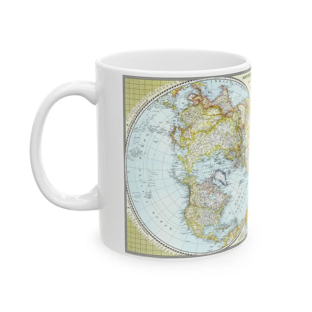 Northern and Southern Hemispheres (1943) (Map) White Coffee Mug-Go Mug Yourself