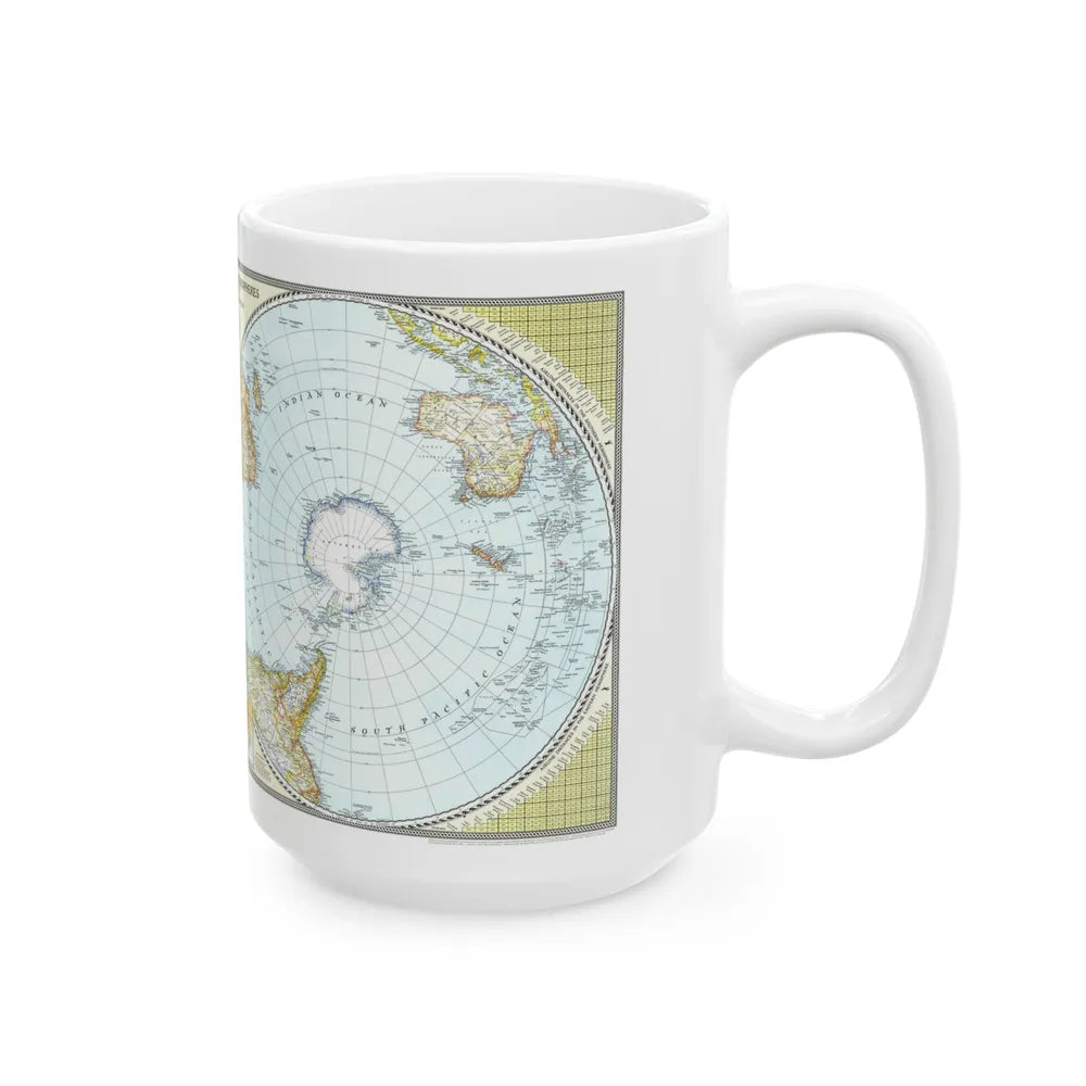 Northern and Southern Hemispheres (1943) (Map) White Coffee Mug-Go Mug Yourself