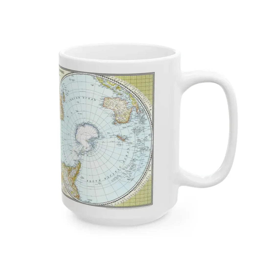 Northern and Southern Hemispheres (1943) (Map) White Coffee Mug - Go Mug Yourself