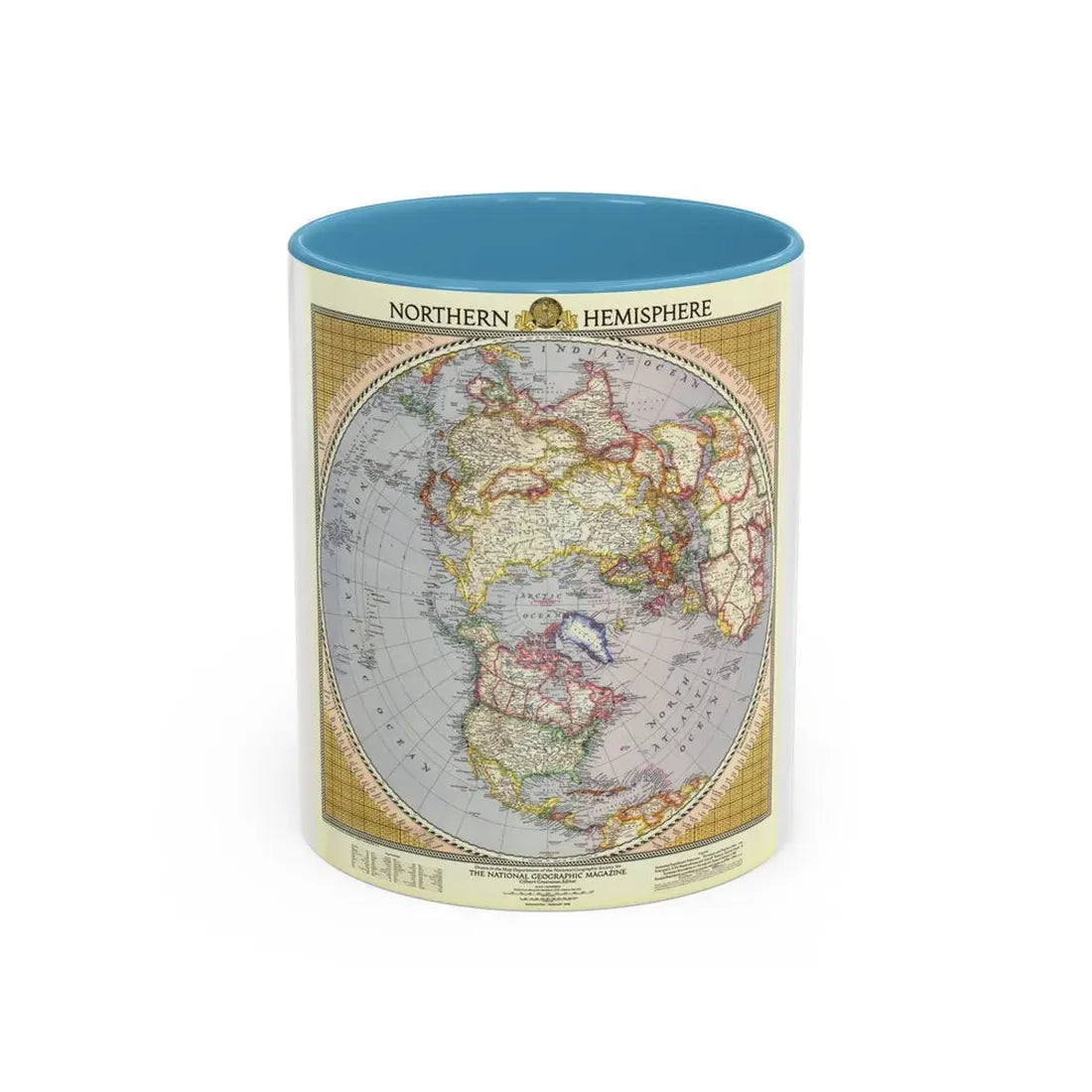 Northern Hemisphere (1946) (Map) Accent Coffee Mug 11oz Light Blue - Go Mug Yourself