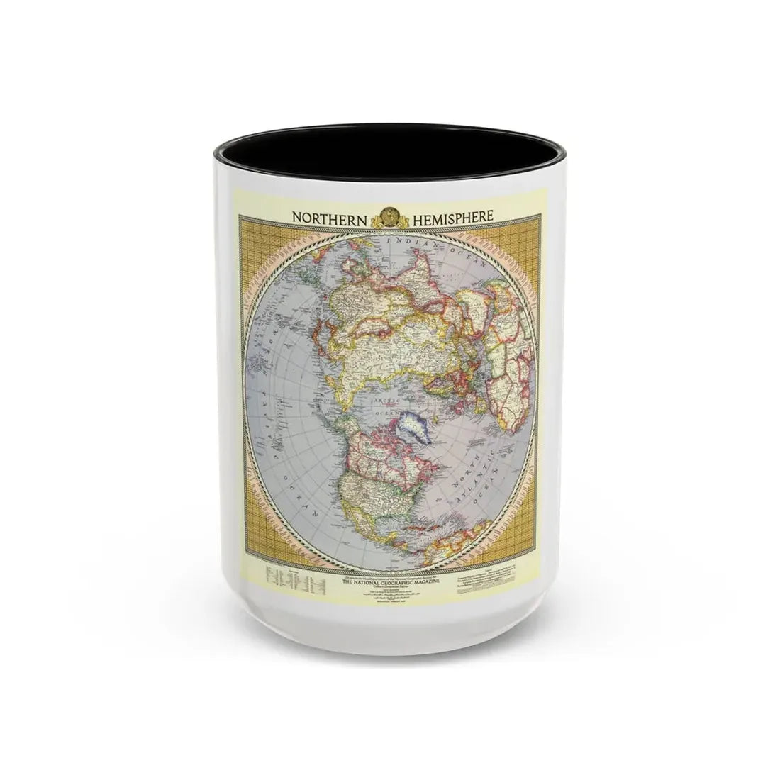 Northern Hemisphere (1946) (Map) Accent Coffee Mug 15oz Black - Go Mug Yourself