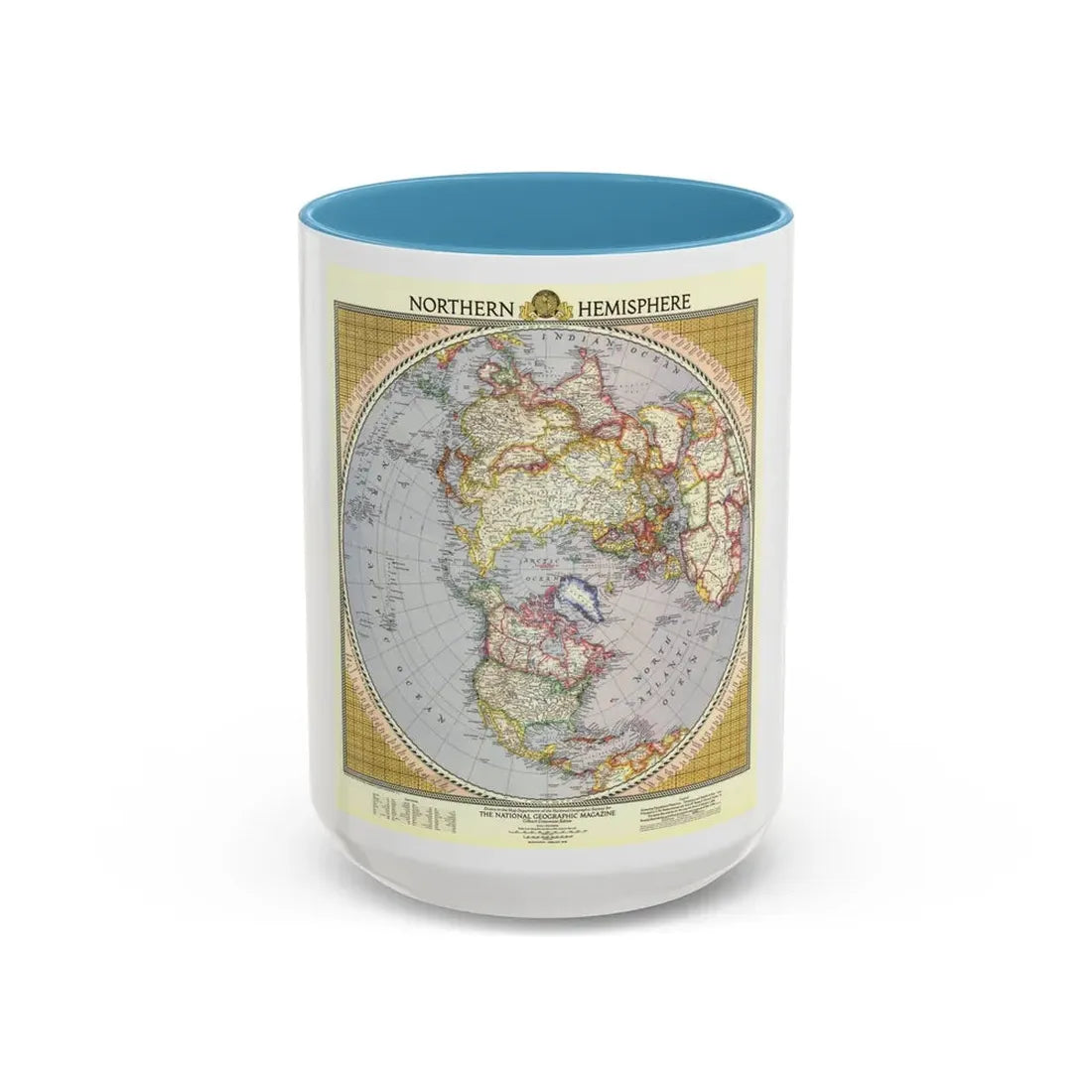 Northern Hemisphere (1946) (Map) Accent Coffee Mug 15oz Light Blue - Go Mug Yourself