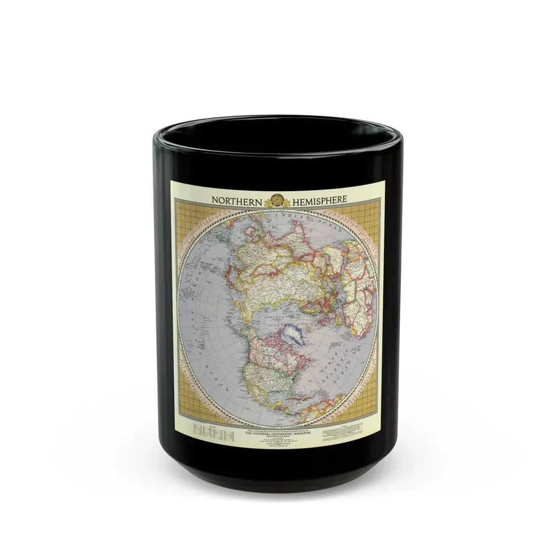 Northern Hemisphere (1946) (Map) Black Coffee Mug 15oz - Go Mug Yourself