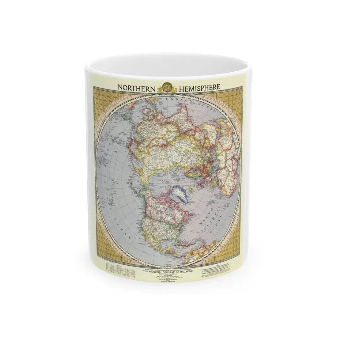 Northern Hemisphere (1946) (Map) White Coffee Mug 11oz - Go Mug Yourself