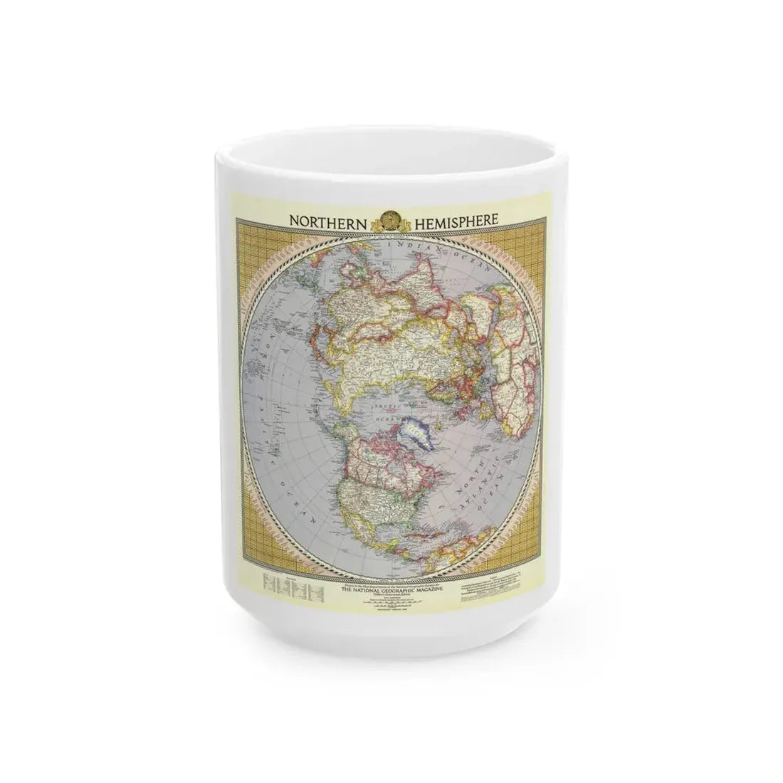 Northern Hemisphere (1946) (Map) White Coffee Mug 15oz - Go Mug Yourself