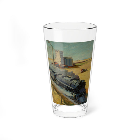 Northern Pacific at Grain Silo (Magazine Illustration) Pint Glass 16oz-16oz-Go Mug Yourself