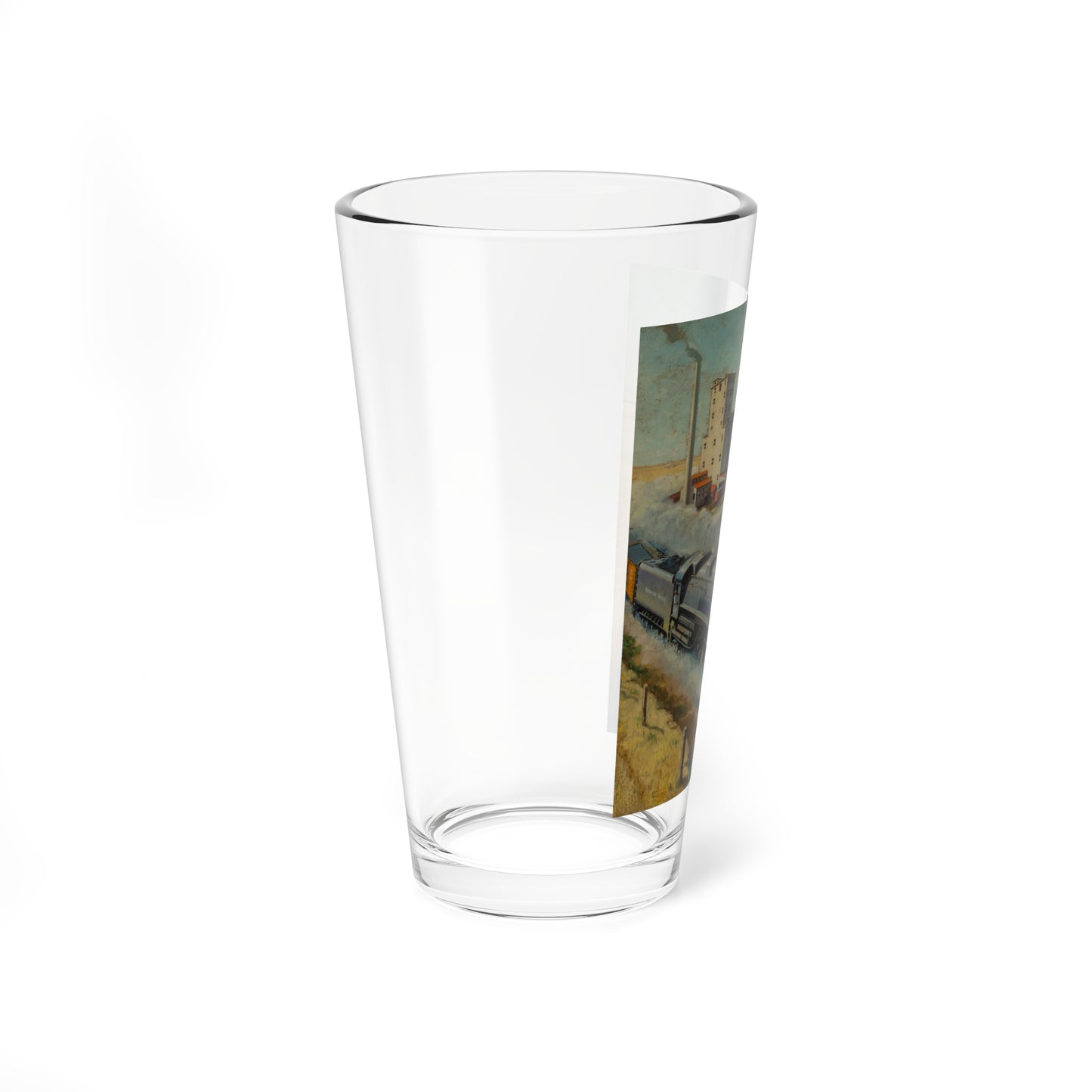 Northern Pacific at Grain Silo (Magazine Illustration) Pint Glass 16oz-Go Mug Yourself