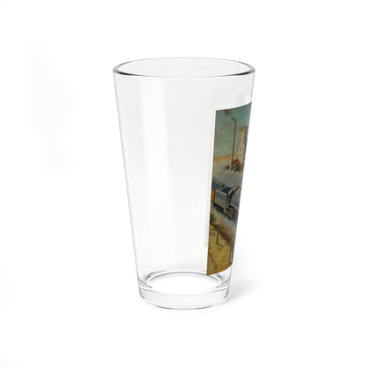 Northern Pacific at Grain Silo (Magazine Illustration) Pint Glass 16oz-Go Mug Yourself