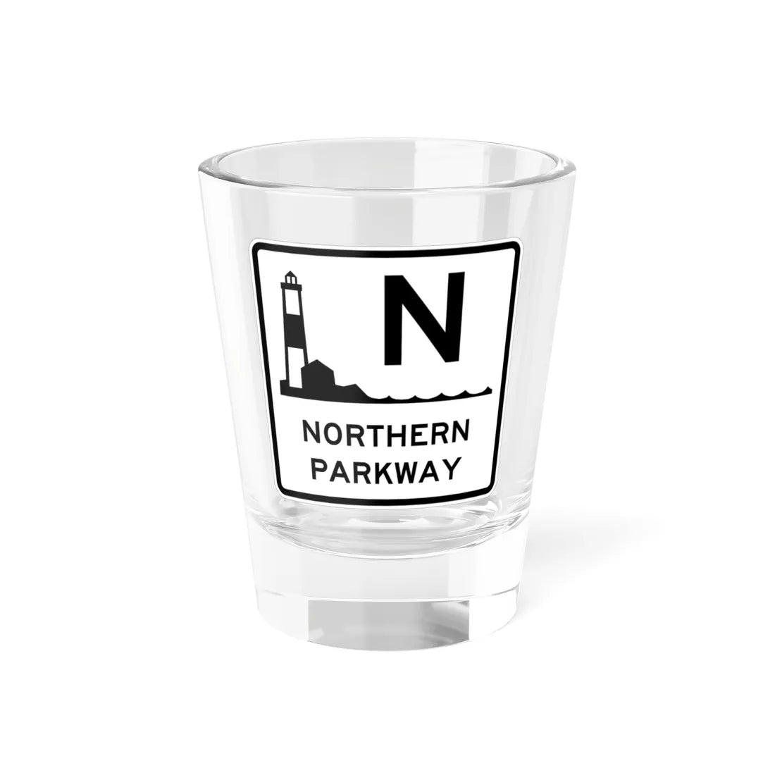 Northern Pkwy Shield (New York) (Road Sign) Shot Glass 1.5oz 1.5oz - Go Mug Yourself