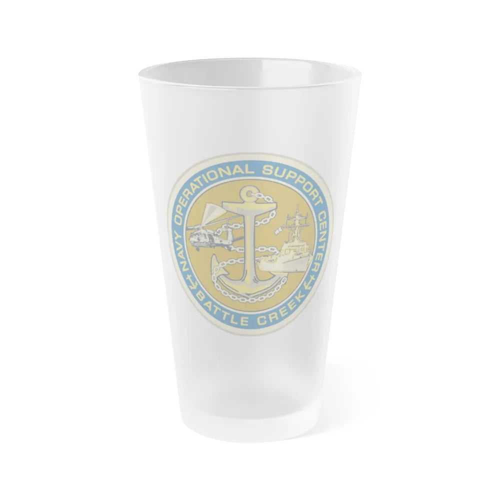 NOSC BC SHIELD (U.S. Navy) Frosted Pint Glass 16oz-Go Mug Yourself