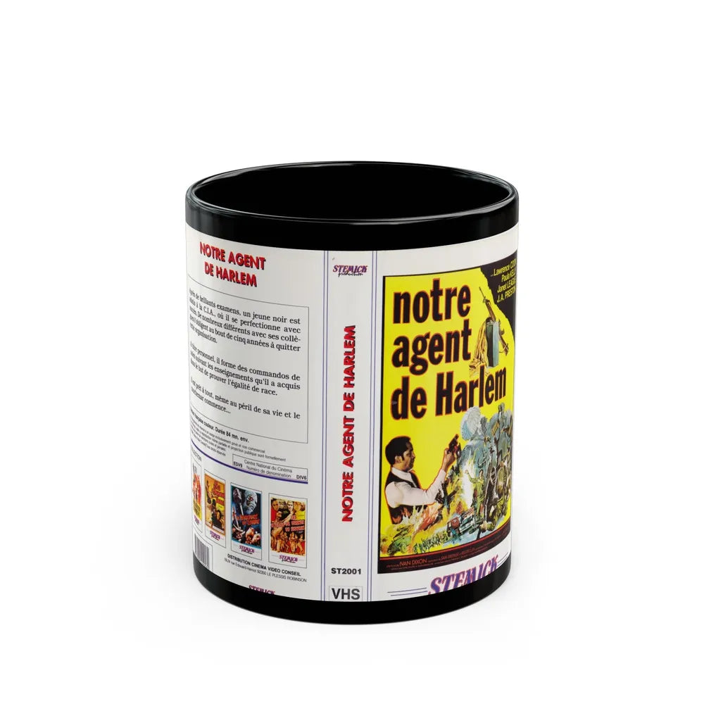 NOTRE AGENT DE HARLEM (VHS COVER) - Black Coffee Mug-11oz-Go Mug Yourself