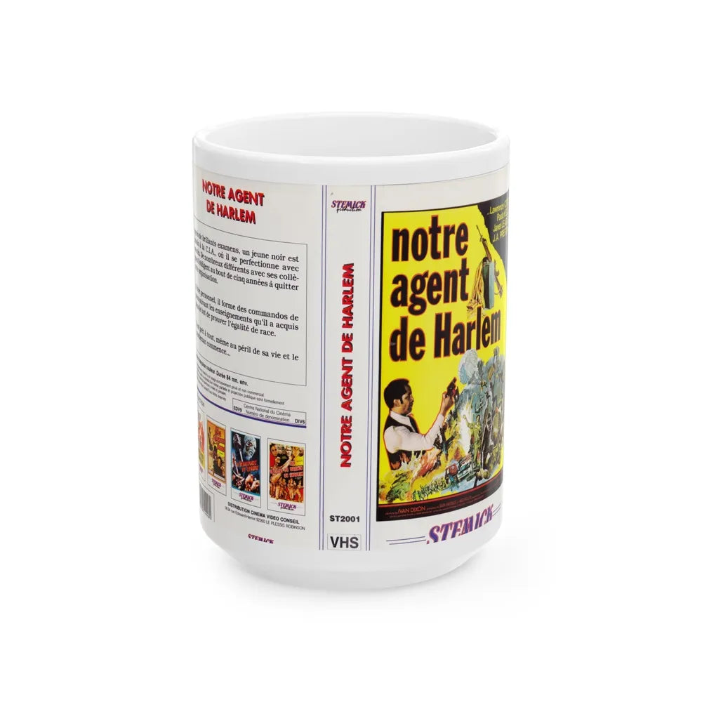 NOTRE AGENT DE HARLEM (VHS COVER) - White Coffee Mug-15oz-Go Mug Yourself