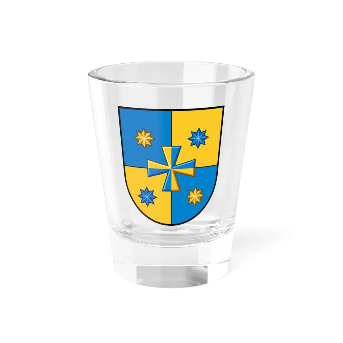 Novi Sanzhary Raion coat of arms lesser (Ukraine) (Coat of Arms) Shot Glass 1.5oz 1.5oz - Go Mug Yourself