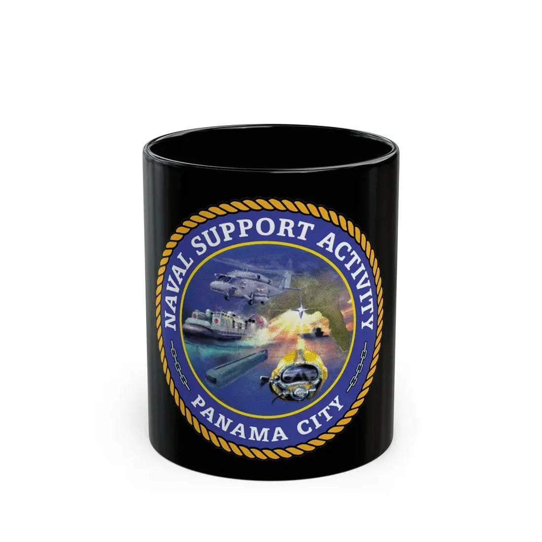 NSA Panama City Naval Support Activity (U.S. Navy) Black Coffee Mug 11oz - Go Mug Yourself