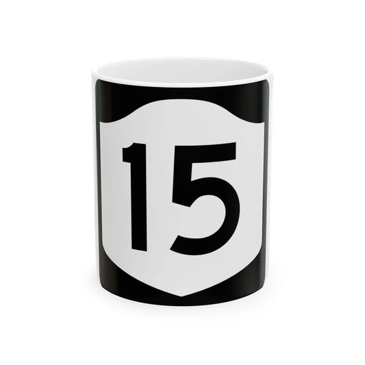 NY-15 (New York) (Road Sign) White Coffee Mug 11oz - Go Mug Yourself