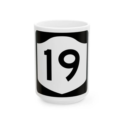 NY-19 (New York) (Road Sign) White Coffee Mug 15oz - Go Mug Yourself