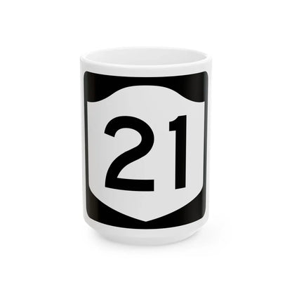 NY-21 (New York) (Road Sign) White Coffee Mug 15oz - Go Mug Yourself